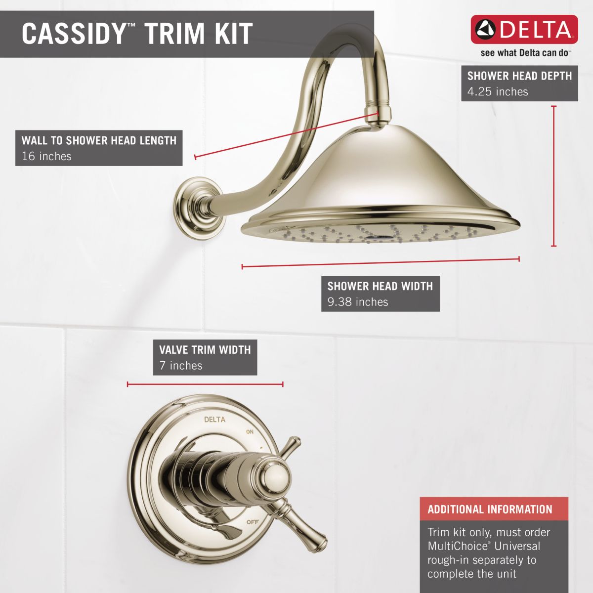 DELTA Cassidy TempAssure 17T Series Shower Trim — Polished Nickel