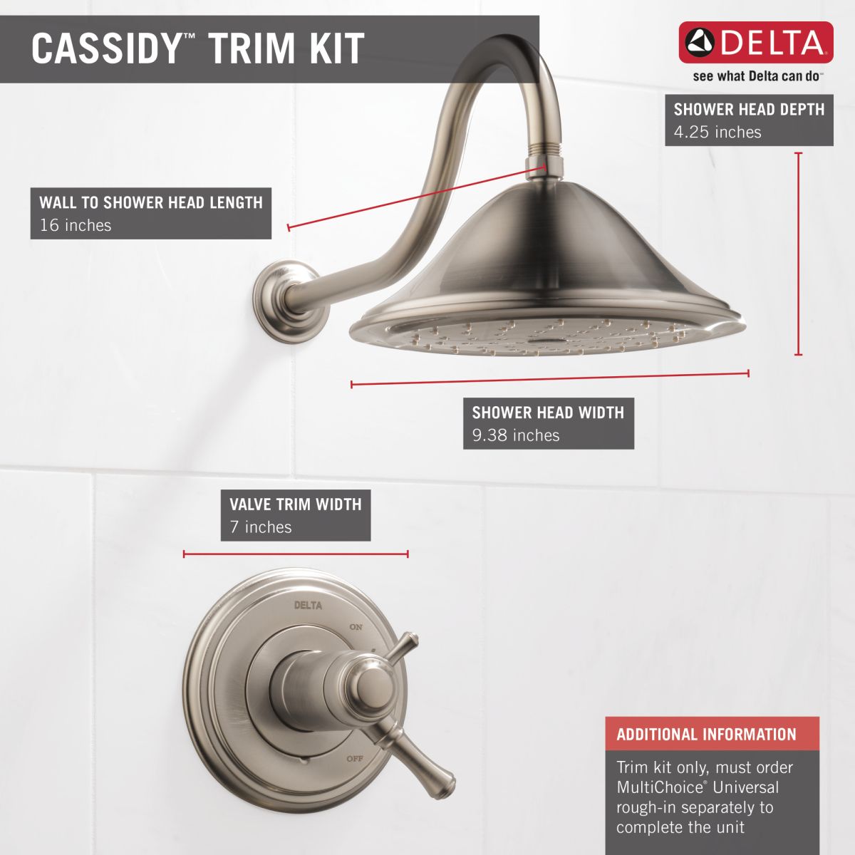 DELTA Cassidy TempAssure 17T Series Shower Trim — Stainless