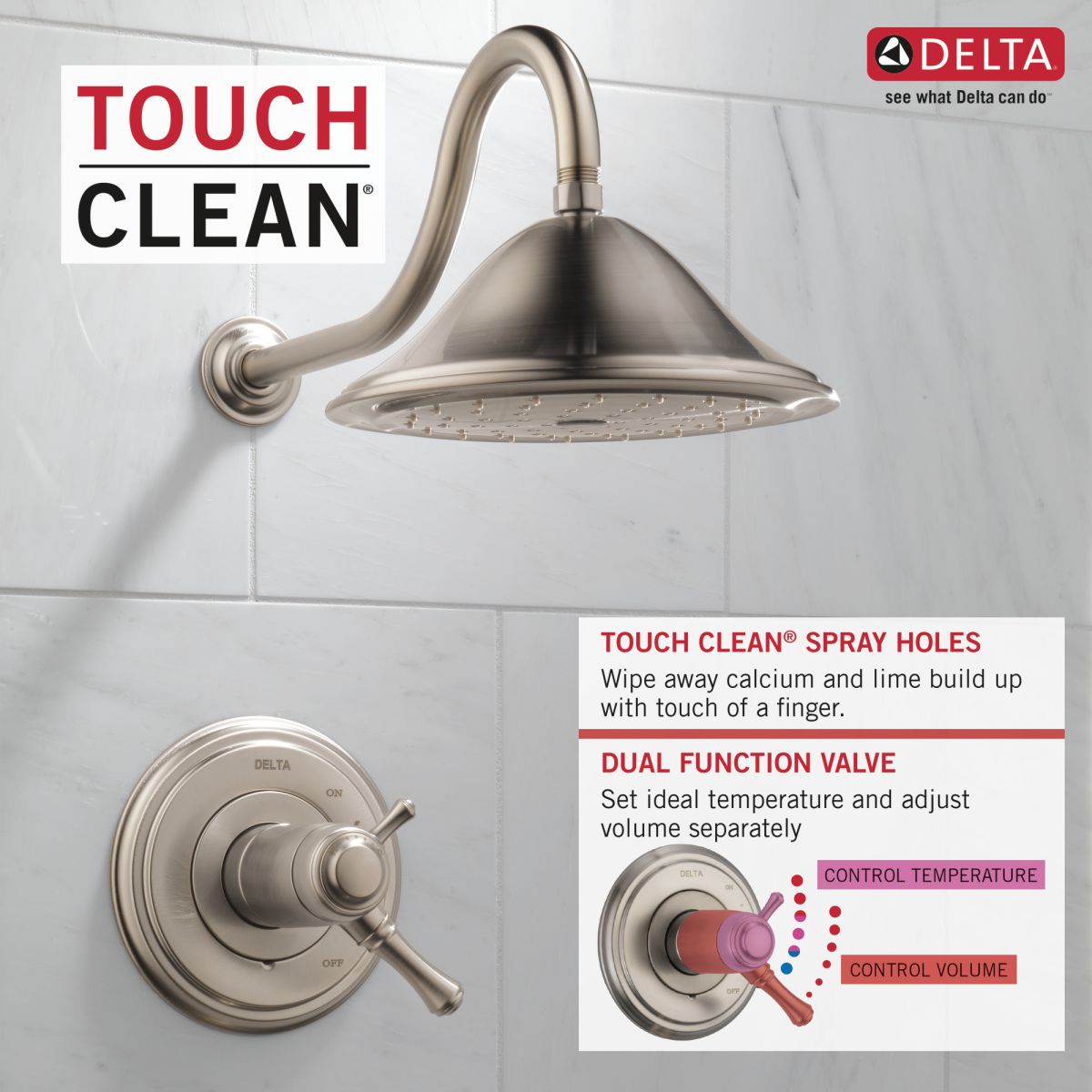 DELTA Cassidy TempAssure 17T Series Shower Trim — Stainless