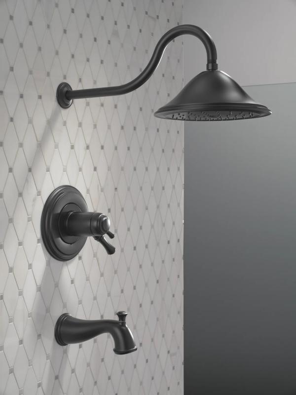 DELTA Cassidy 17 Series Thermostatic Tub Shower Trim — Matte Black