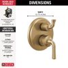 DELTA Kayra Two-Handle Monitor 14 Series Valve Trim with 3-Setting Integrated Diverter — Champagne Bronze