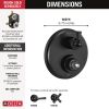 DELTA Dorval Traditional 2-Handle Monitor 14 Series Valve Trim with 3 Setting Diverter — Matte Black