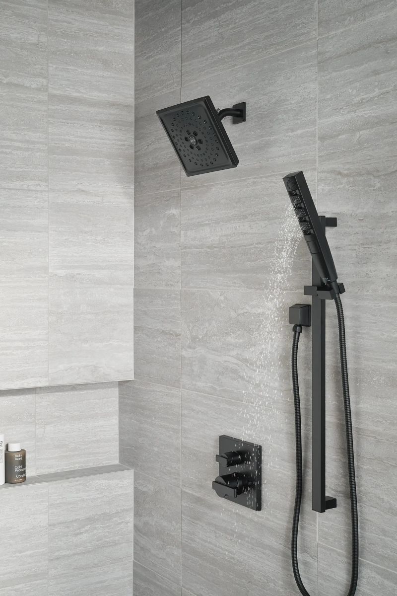 DELTA Universal Showering Components H2OKINETIC Hand Shower 1.75 GPM w/Slide Bar 4S — Matte Black