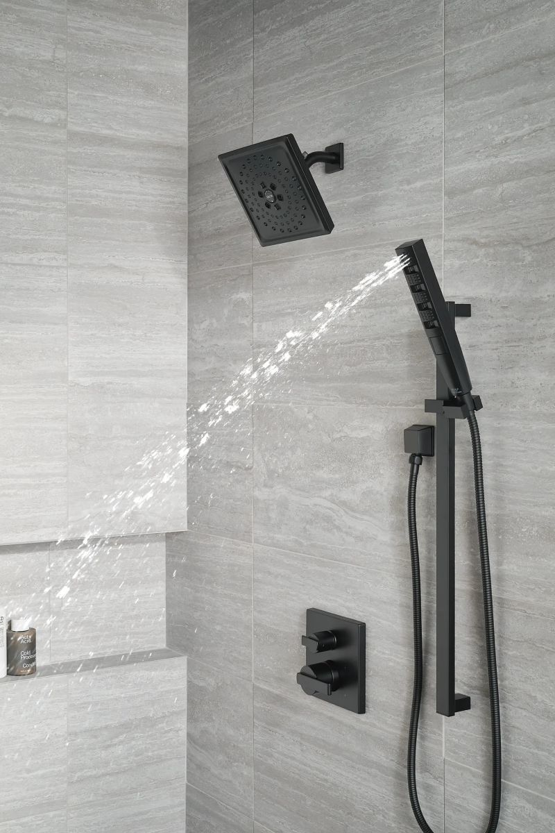 DELTA Universal Showering Components H2OKINETIC Hand Shower 1.75 GPM w/Slide Bar 4S — Matte Black