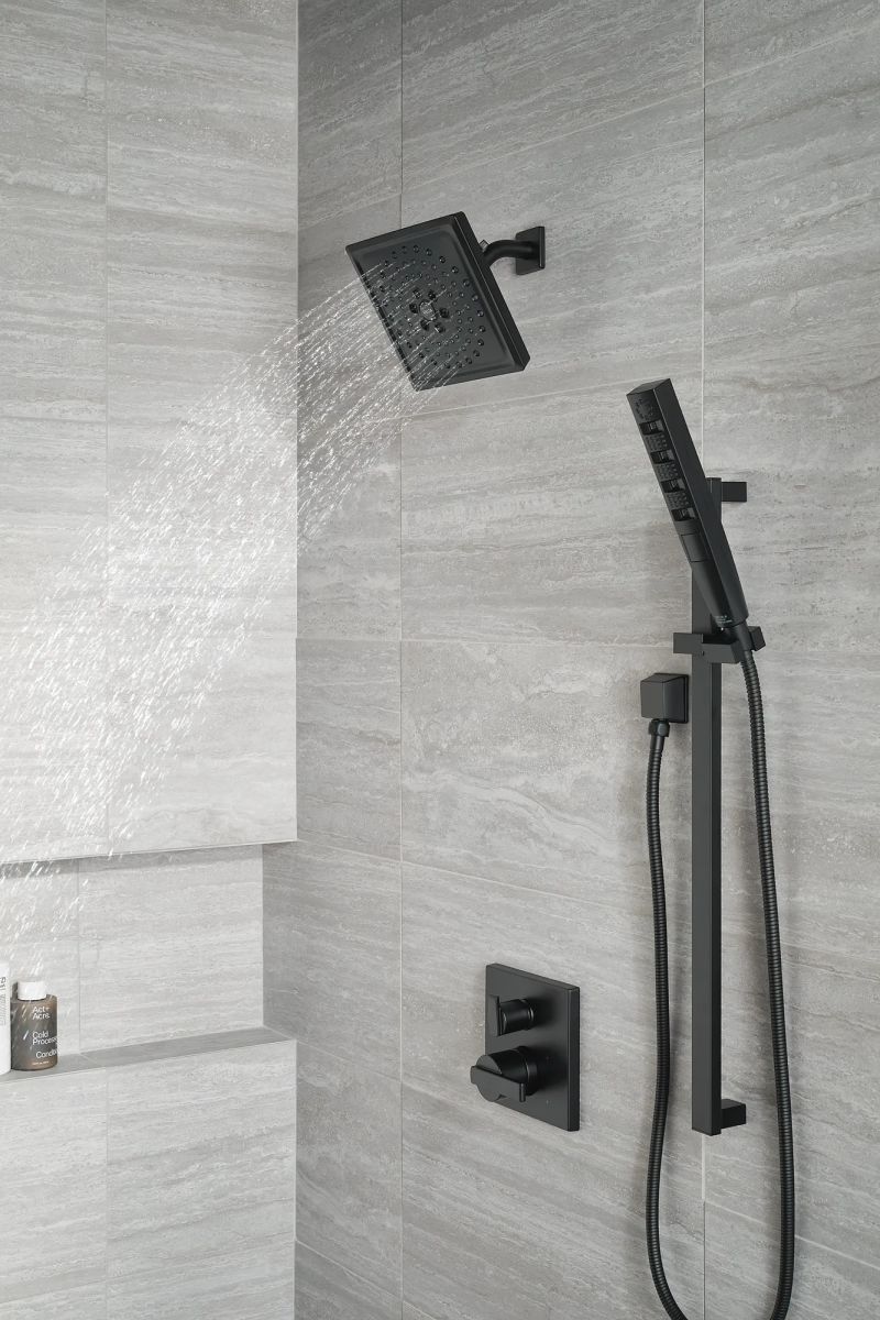 DELTA Universal Showering Components H2OKINETIC Hand Shower 1.75 GPM w/Slide Bar 4S — Matte Black