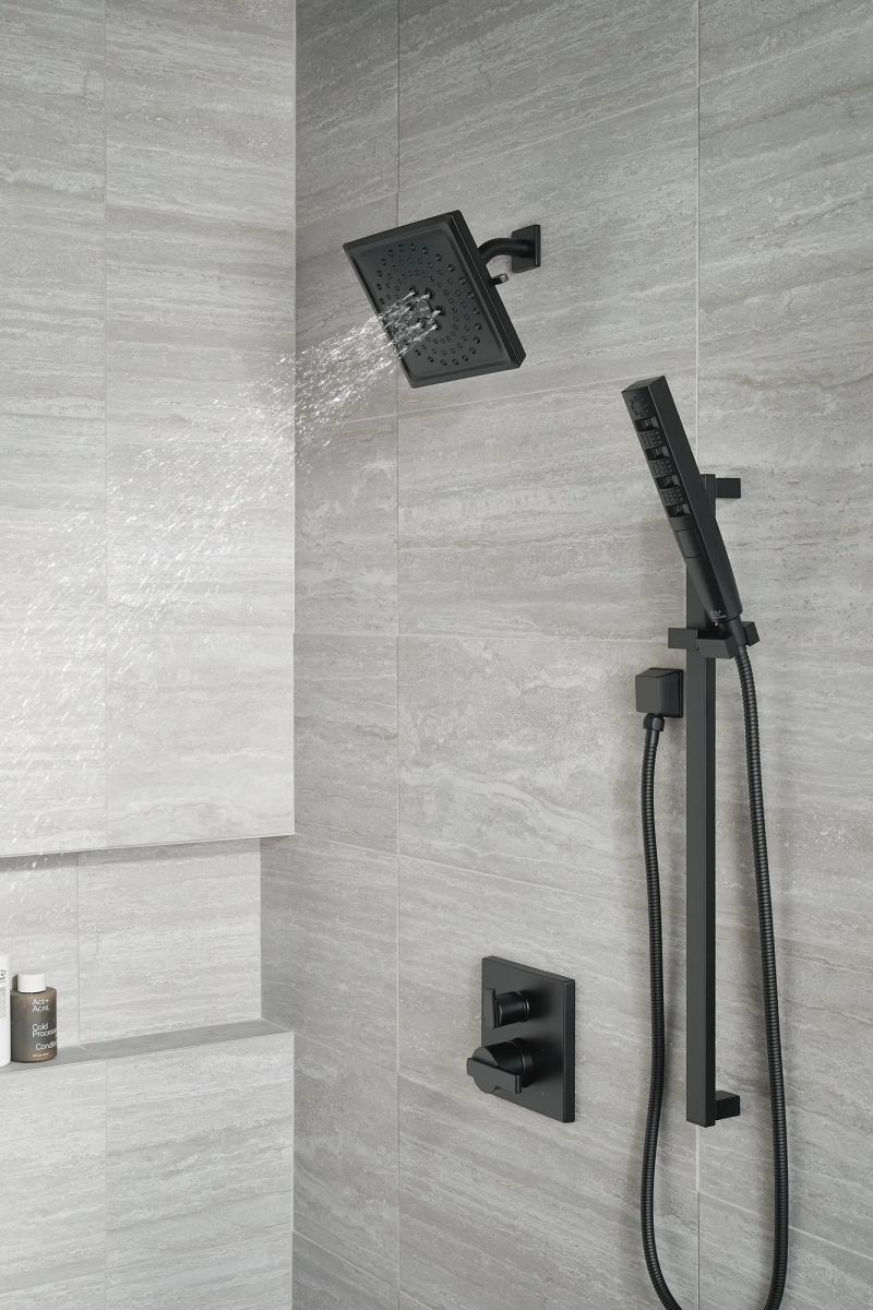 DELTA Universal Showering Components H2OKINETIC Hand Shower 1.75 GPM w/Slide Bar 4S — Matte Black