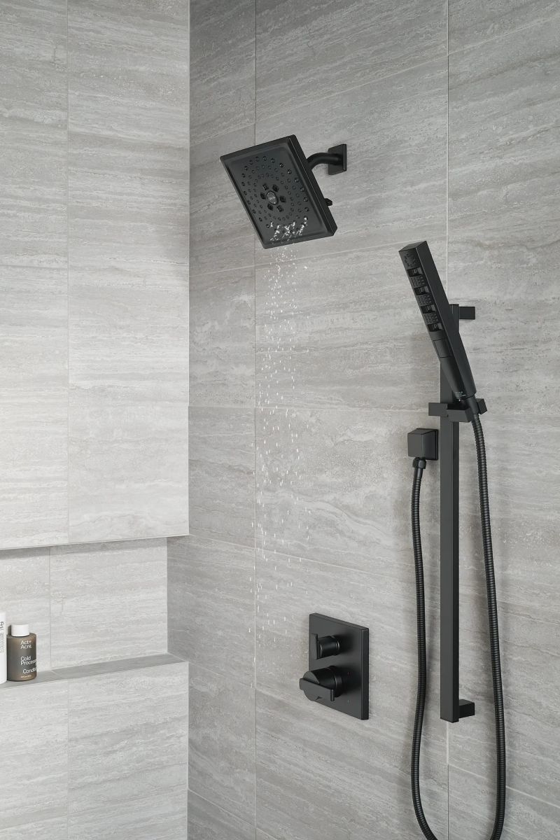 DELTA Universal Showering Components H2OKINETIC Hand Shower 1.75 GPM w/Slide Bar 4S — Matte Black