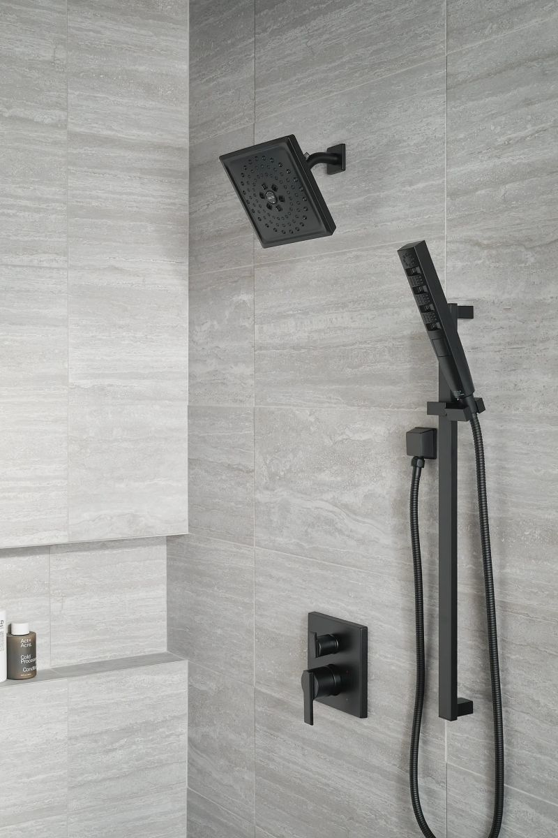 DELTA Universal Showering Components H2OKINETIC Hand Shower 1.75 GPM w/Slide Bar 4S — Matte Black