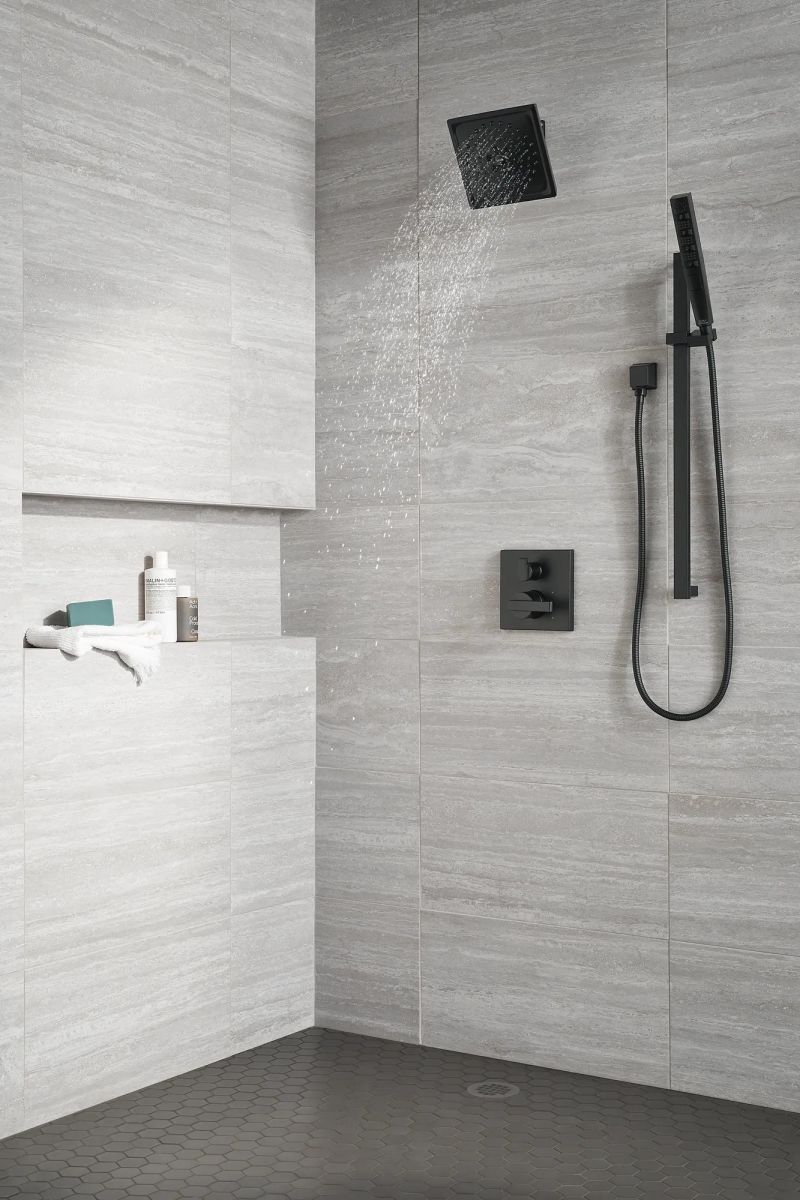 DELTA Universal Showering Components H2OKINETIC Hand Shower 1.75 GPM w/Slide Bar 4S — Matte Black