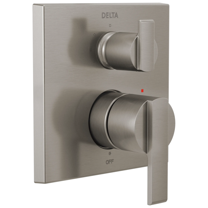 DELTA Ara Angular Modern Monitor 14 Series Valve Trim with 3-Setting Integrated Diverter — Stainless