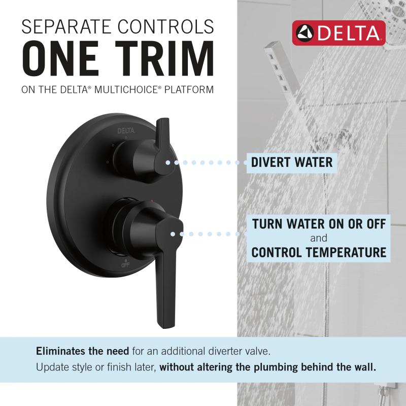 DELTA Galeon 14S Integrated Diverter Trim - 3 Setting — Matte Black
