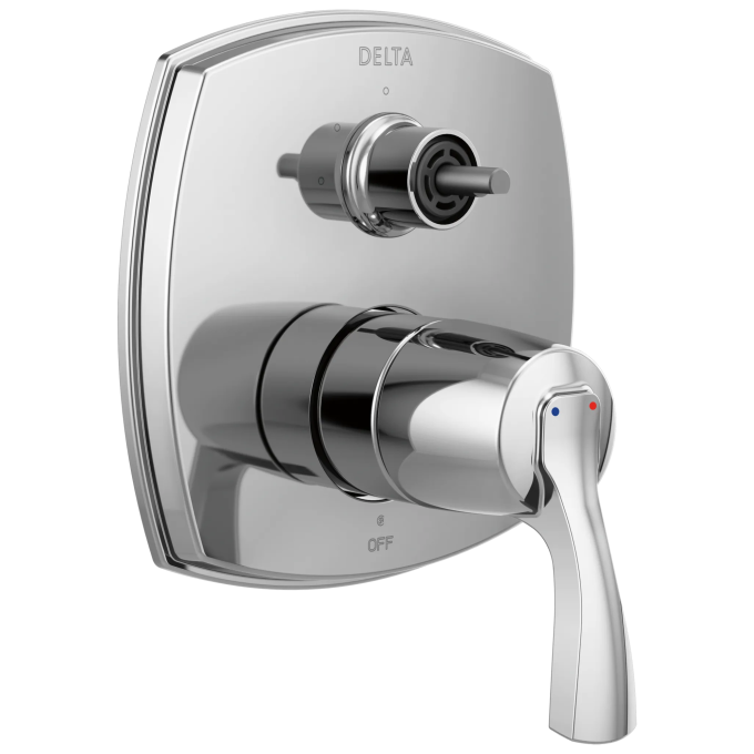 DELTA Stryke 14 Series Integrated Diverter Trim with Three Function Diverter Less Diverter Handle — Lumicoat® Chrome