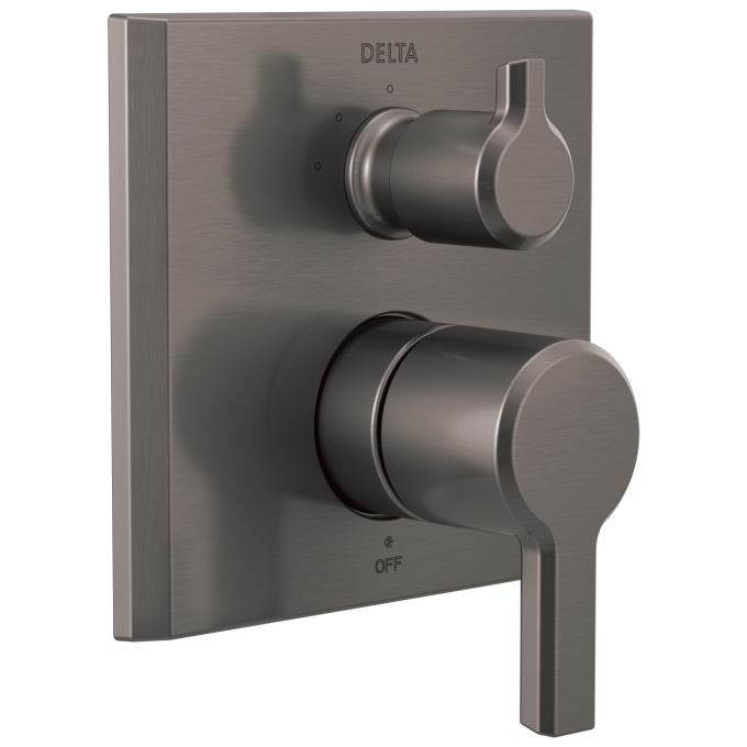 DELTA Pivotal 2-Handle Monitor 14 Series Valve Trim with 3-Setting Diverter — Lumicoat® Black Stainless