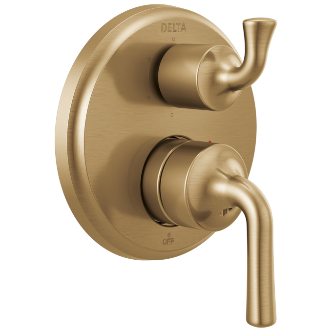 DELTA Kayra Two-Handle Monitor 14 Series Valve Trim with 6-Setting Integrated Diverter — Champagne Bronze
