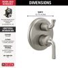 DELTA Kayra Two-Handle Monitor 14 Series Valve Trim with 6-Setting Integrated Diverter — Stainless