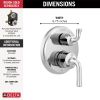DELTA Kayra Two-Handle Monitor 14 Series Valve Trim with 6-Setting Integrated Diverter — Chrome