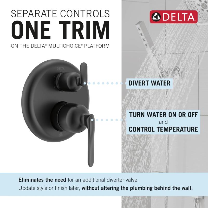 DELTA Bonacci 14 Series 6-Setting Integrated Diverter Trim — Matte Black