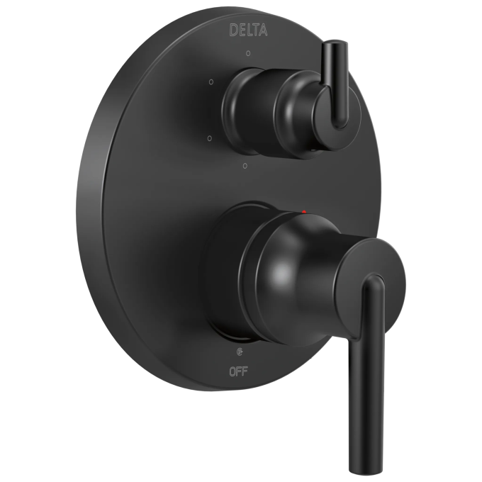 DELTA Trinsic Contemporary Monitor 14 Series Valve Trim with 6-Setting Integrated Diverter — Matte Black