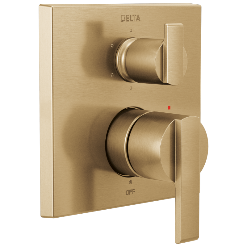 DELTA Ara Angular Modern Monitor 14 Series Valve Trim with 6-Setting Integrated Diverter — Champagne Bronze