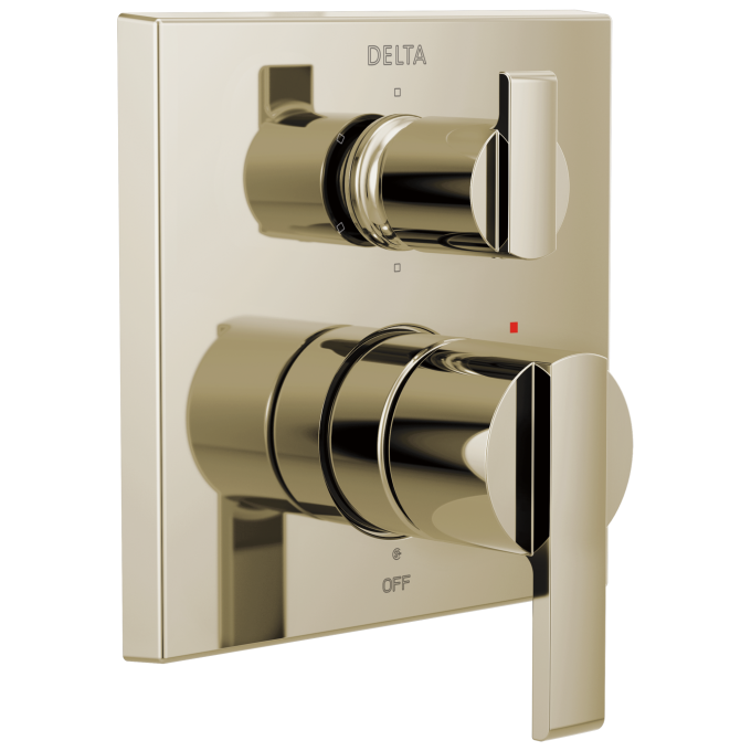 DELTA Ara Angular Modern Monitor 14 Series Valve Trim with 6-Setting Integrated Diverter — Polished Nickel