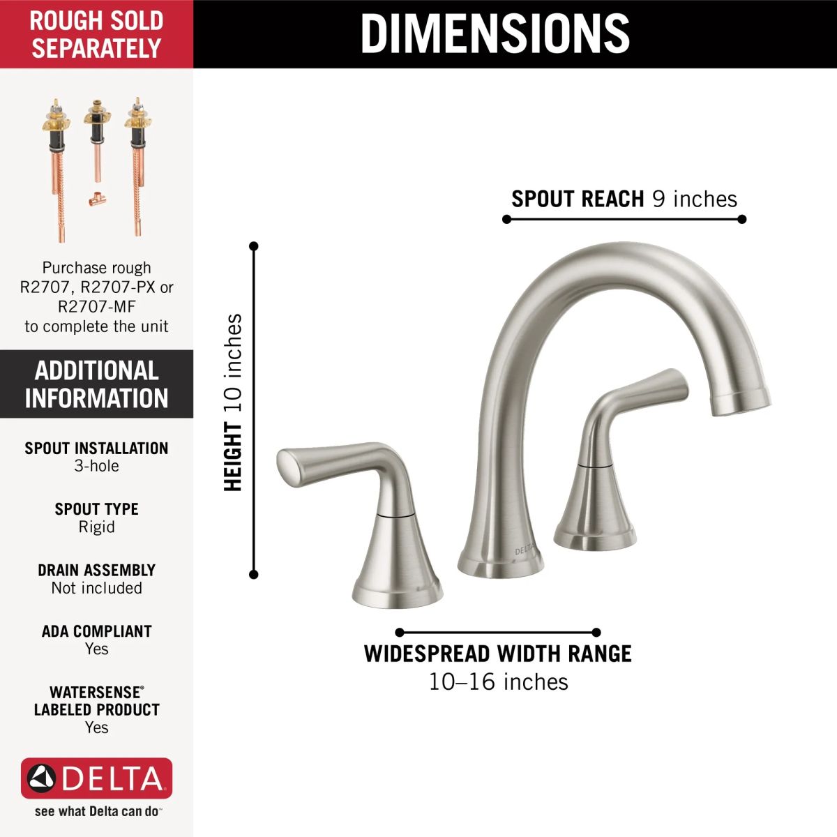 DELTA Kayra Roman Tub Trim — Stainless