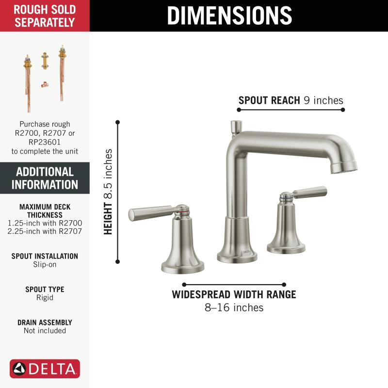 DELTA Saylor Roman Tub Trim — Stainless