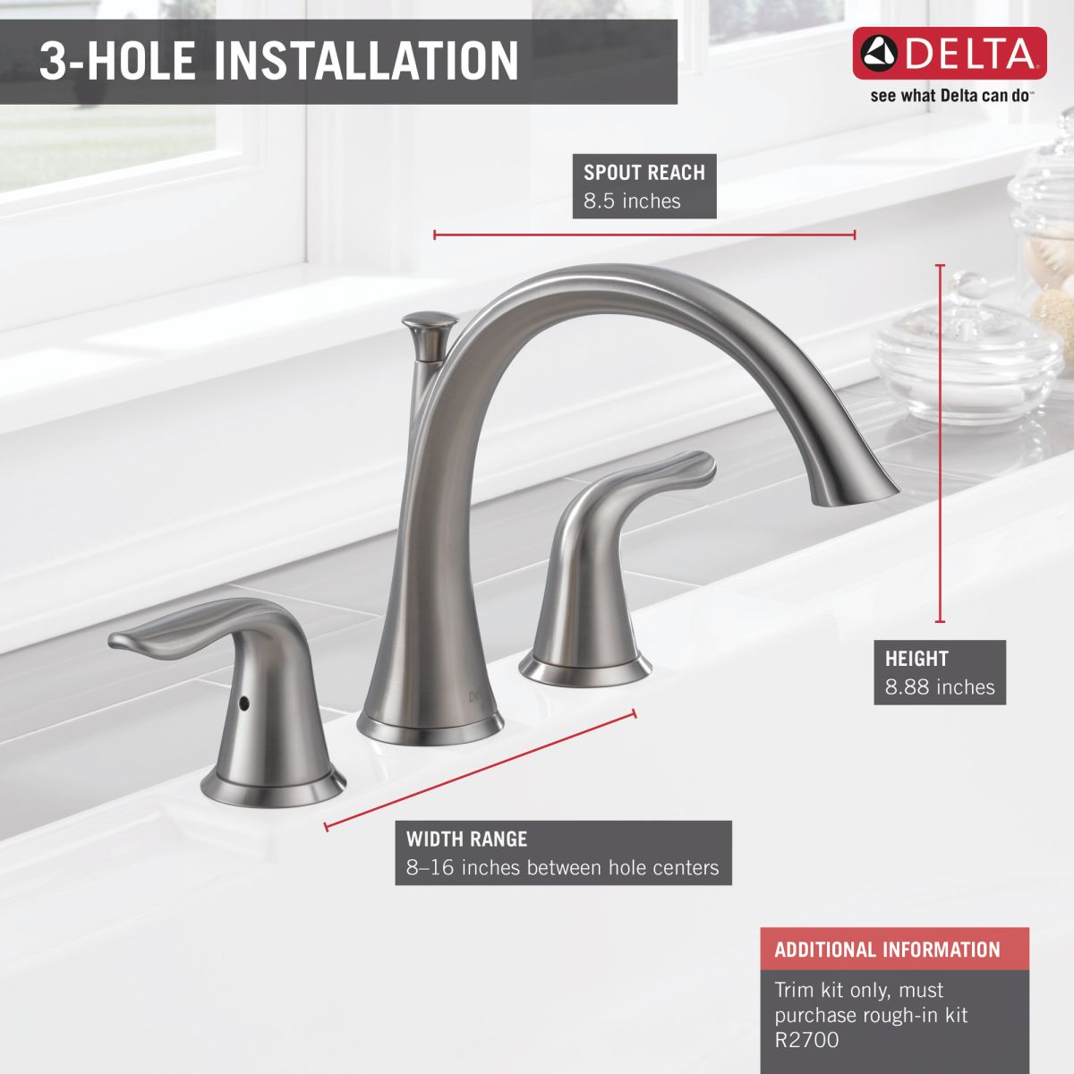 DELTA Lahara Roman Tub Trim — Stainless