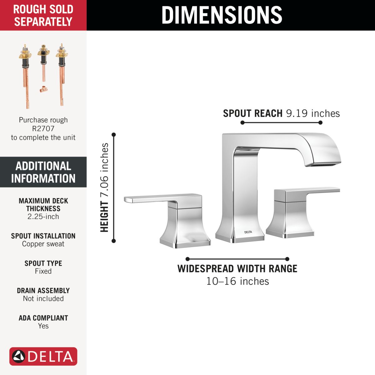 DELTA Velum Roman Tub Trim — Chrome