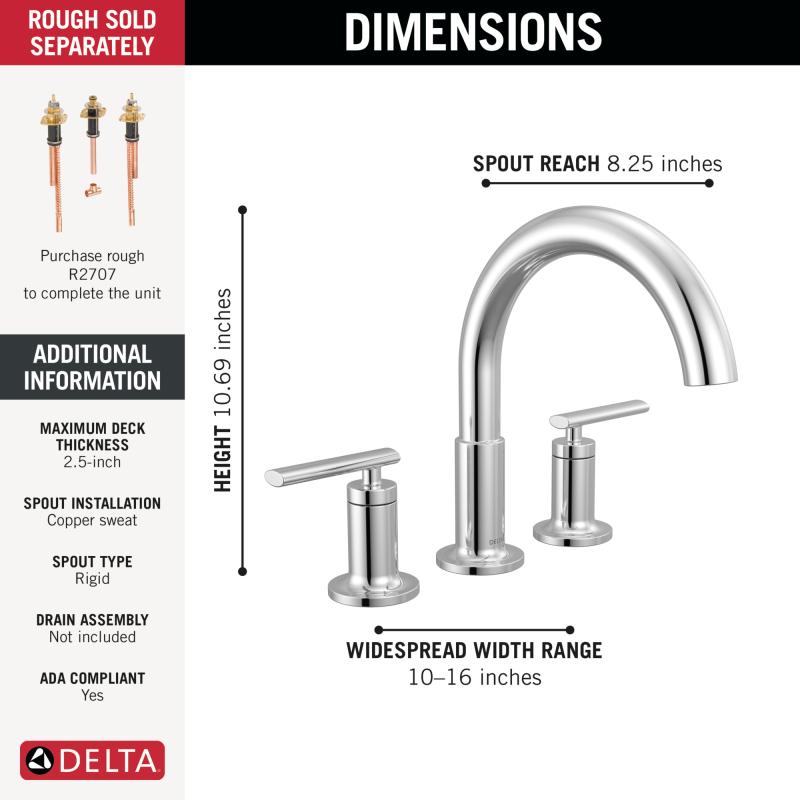 DELTA Altado Roman Tub Trim — Chrome