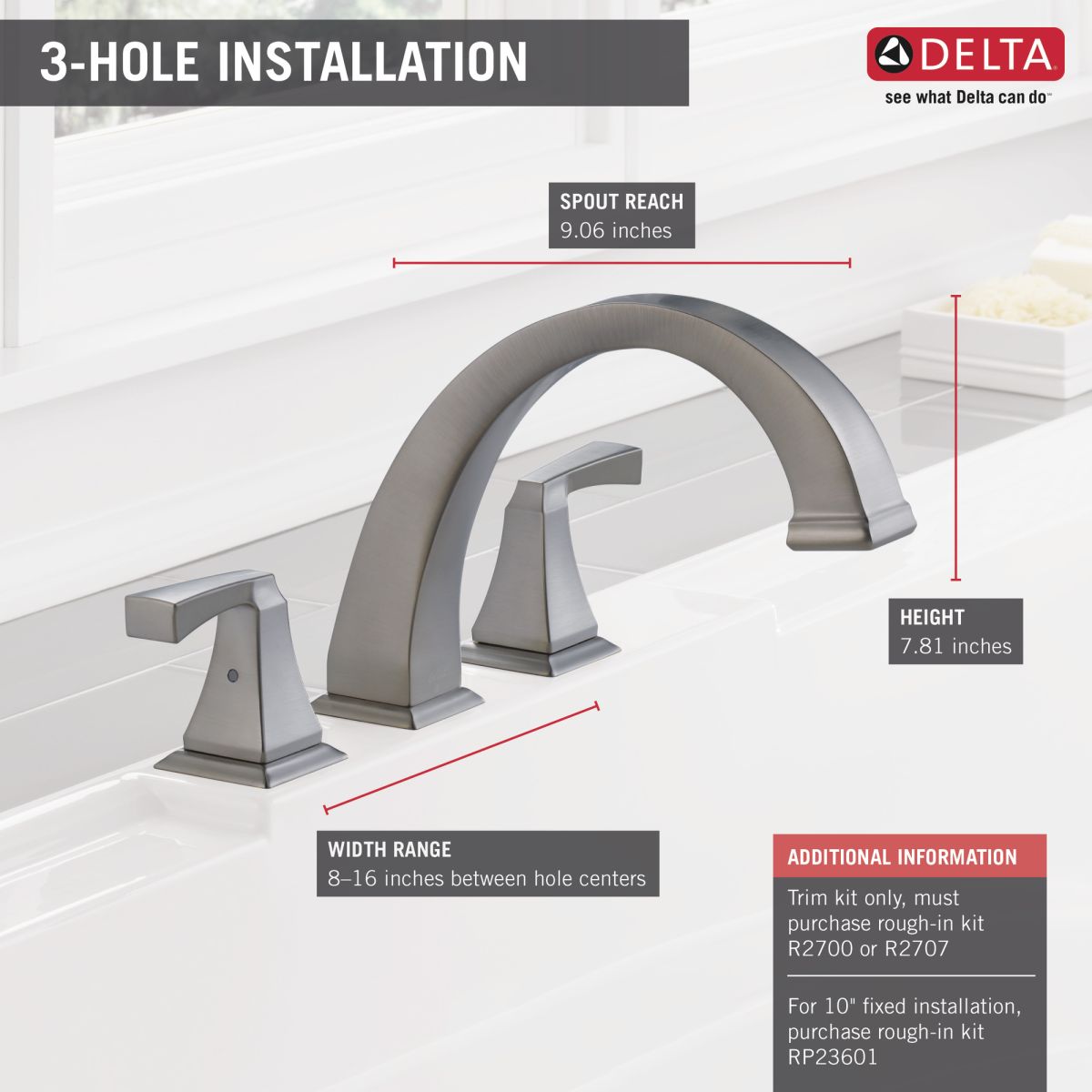 DELTA Dryden Roman Tub Trim — Stainless