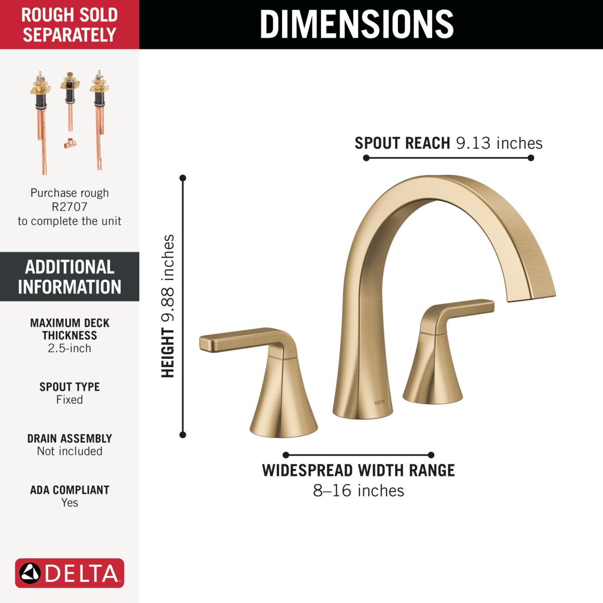 DELTA Lineax Roman Tub Trim — Champagne Bronze