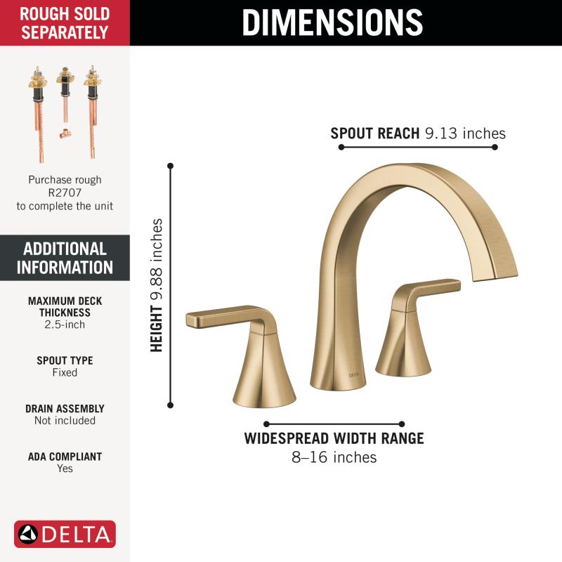 DELTA Lineax Roman Tub Trim — Champagne Bronze