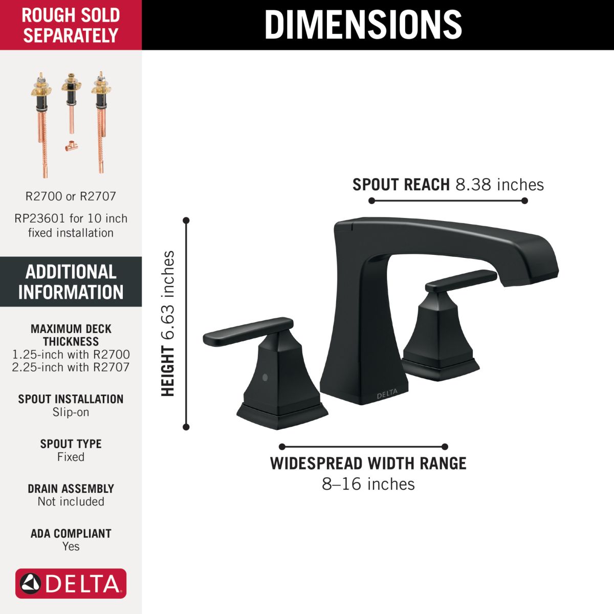 DELTA Ashlyn Roman Tub Trim — Matte Black