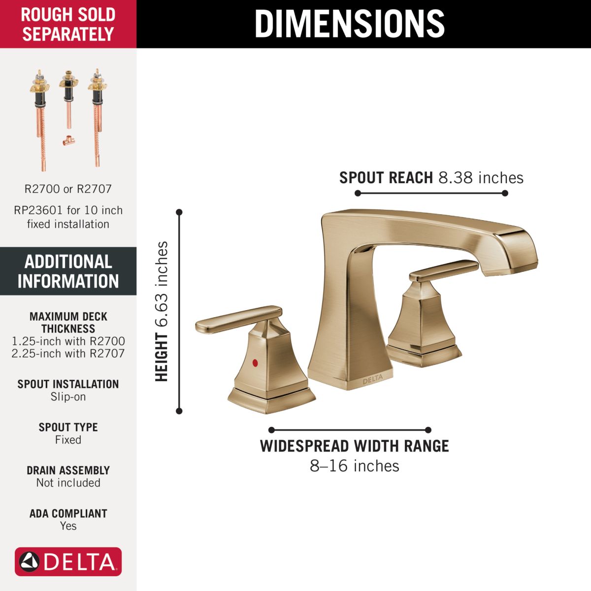 DELTA Ashlyn Roman Tub Trim — Champagne Bronze