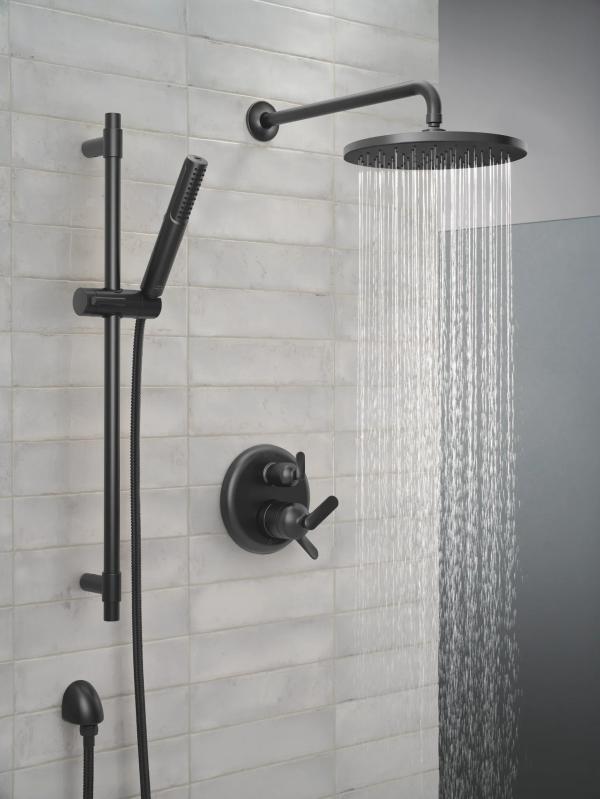 DELTA Universal Showering Components 2-Setting Hand Shower with ProClean Spray – Slide Bar Mount — Matte Black