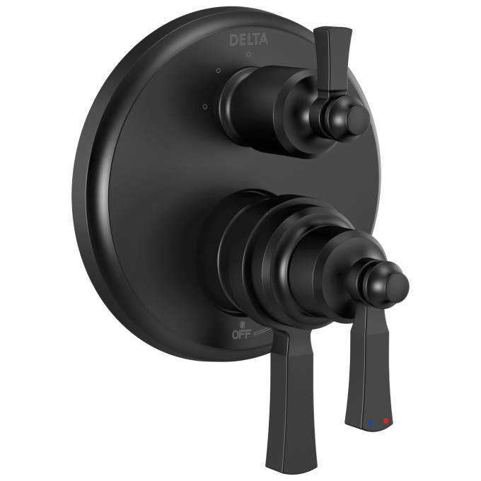 DELTA Dorval Traditional 2-Handle Monitor 17 Series Valve Trim with 3 Setting Diverter — Matte Black