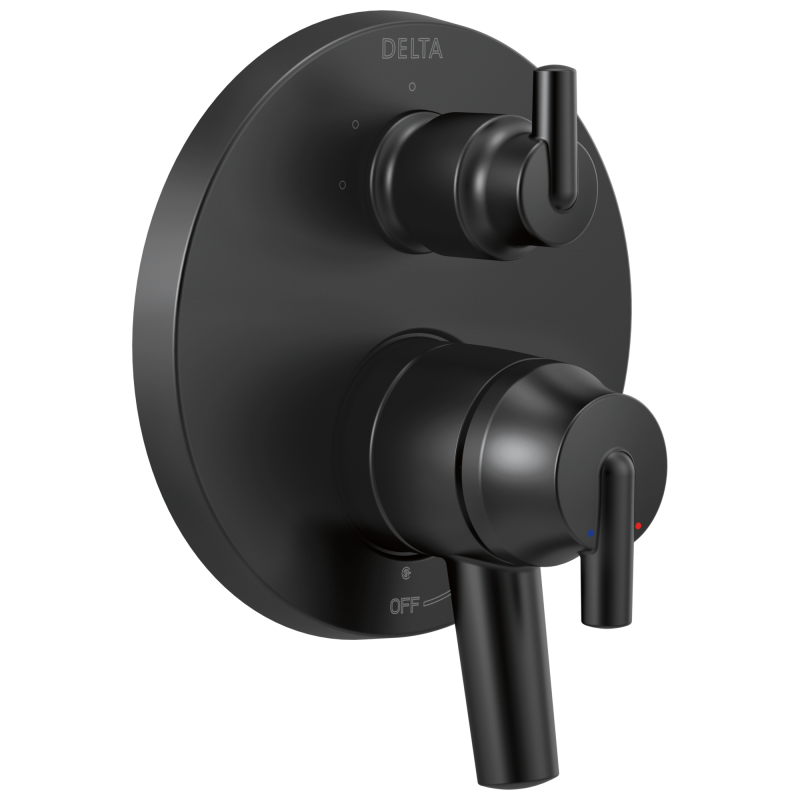 DELTA Trinsic Contemporary Monitor 17 Series Valve Trim with 3-Setting Integrated Diverter — Matte Black