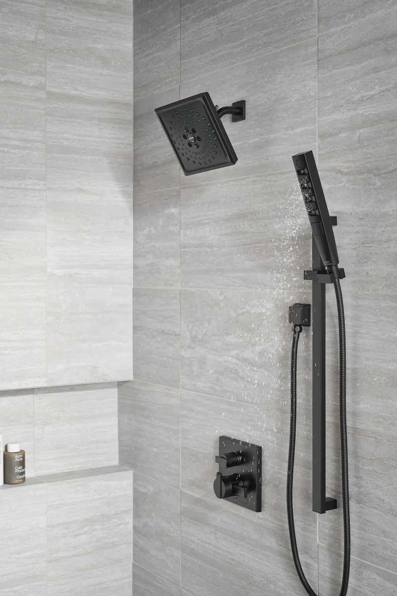 DELTA Universal Showering Components H2OKINETIC Hand Shower 1.75 GPM w/Slide Bar 4S — Matte Black