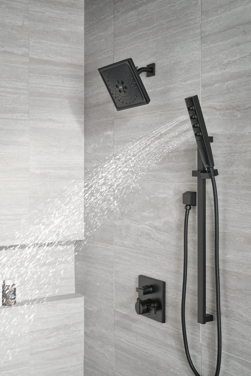 DELTA Universal Showering Components H2OKINETIC Hand Shower 1.75 GPM w/Slide Bar 4S — Matte Black
