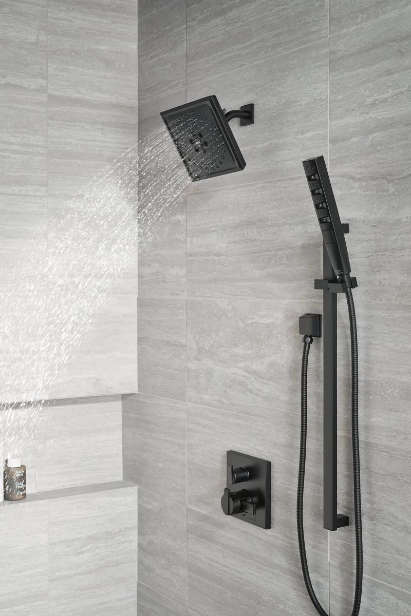 DELTA Universal Showering Components H2OKINETIC Hand Shower 1.75 GPM w/Slide Bar 4S — Matte Black