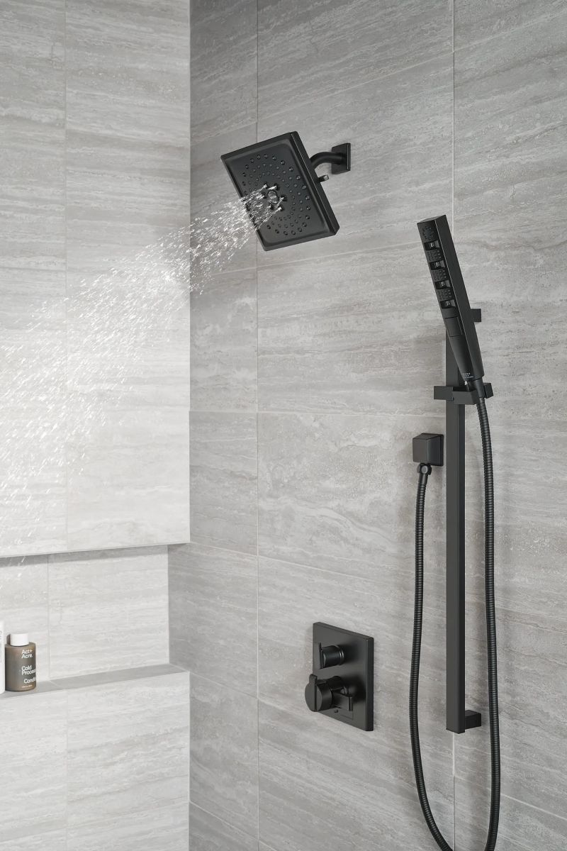 DELTA Universal Showering Components H2OKINETIC Hand Shower 1.75 GPM w/Slide Bar 4S — Matte Black