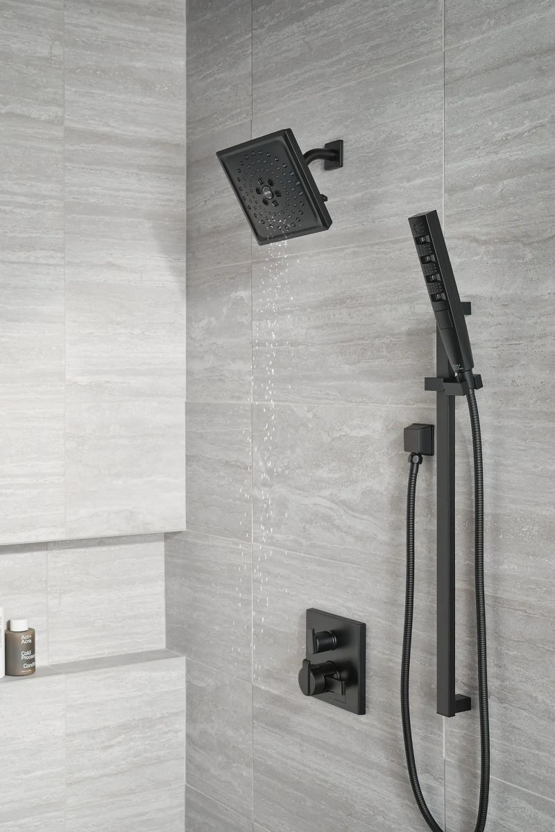 DELTA Ara Angular Modern Monitor 17 Series Valve Trim with 3-Setting Integrated Diverter — Matte Black