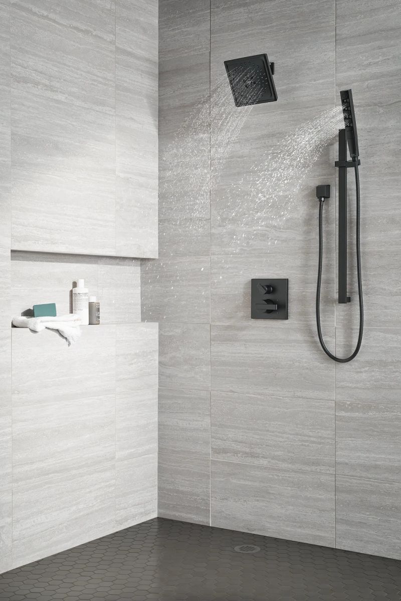 DELTA Universal Showering Components H2OKINETIC Hand Shower 1.75 GPM w/Slide Bar 4S — Matte Black