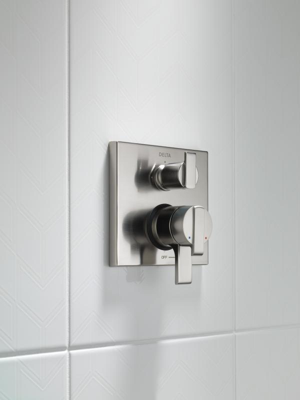 DELTA Ara Angular Modern Monitor 17 Series Valve Trim with 3-Setting Integrated Diverter — Stainless