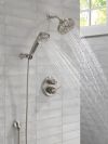 DELTA Universal Showering Components H2OKINETIC 5-Setting Contemporary Raincan Shower Head — Lumicoat® Stainless