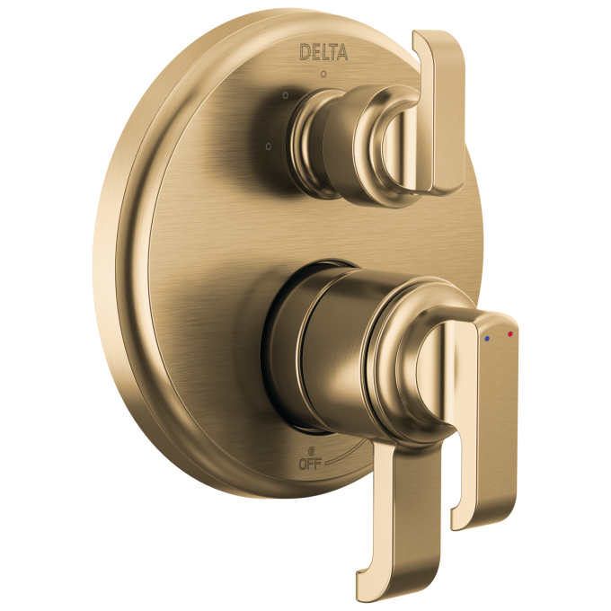 DELTA Tetra 17 Series Integrated Diverter Trim with 3-Setting — Lumicoat® Champagne Bronze
