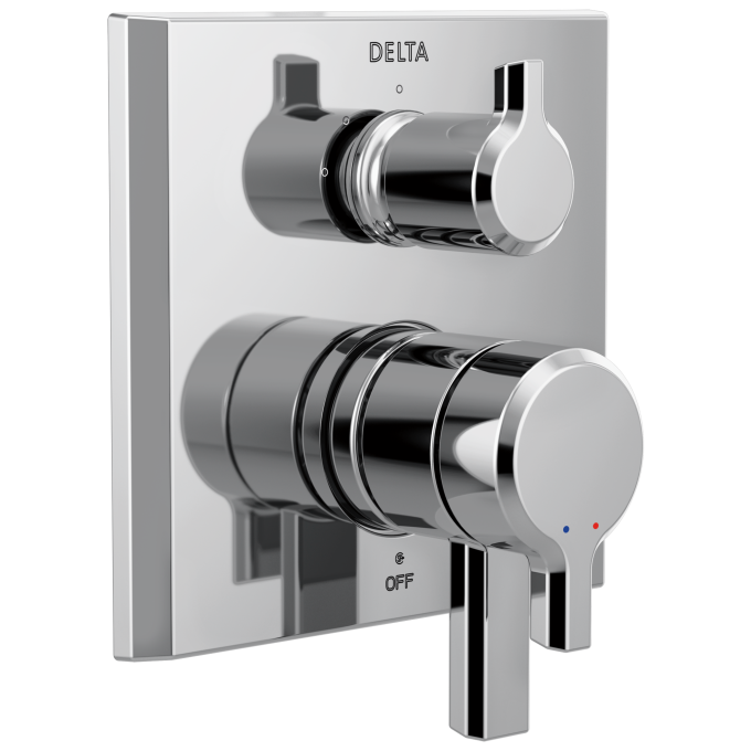 DELTA Pivotal 17 Series Integrated Diverter Trim - 3 Function Diverter — Lumicoat® Chrome