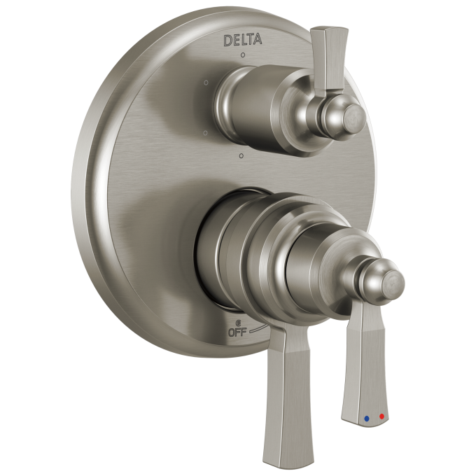 DELTA Dorval Traditional 2-Handle Monitor 17 Series Valve Trim with 6 Setting Diverter — Stainless