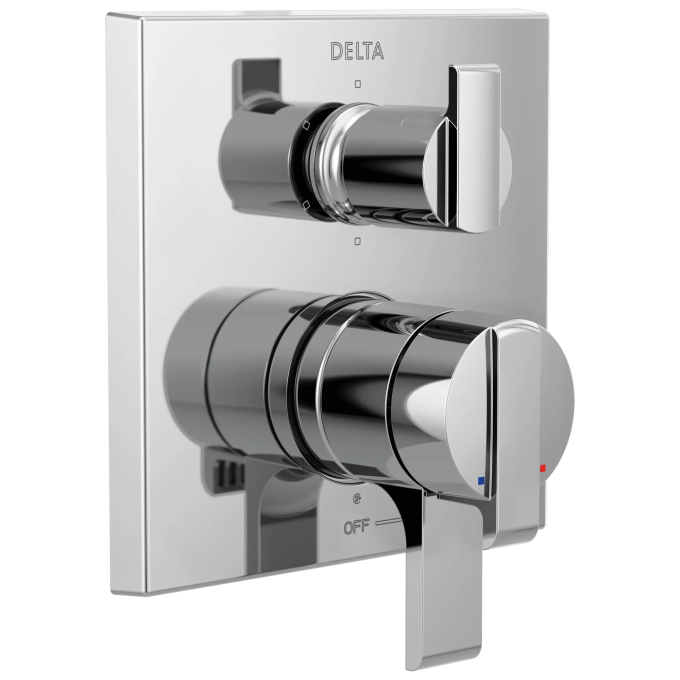 DELTA Ara Angular Modern Monitor 17 Series Valve Trim with 6-Setting Integrated Diverter — Chrome