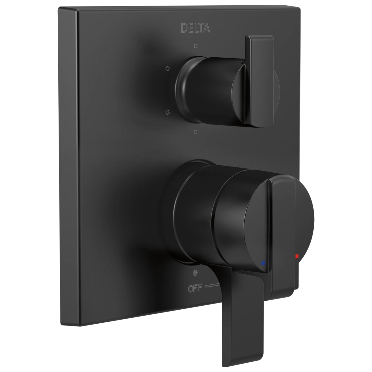 DELTA Ara Angular Modern Monitor 17 Series Valve Trim with 6-Setting Integrated Diverter — Matte Black